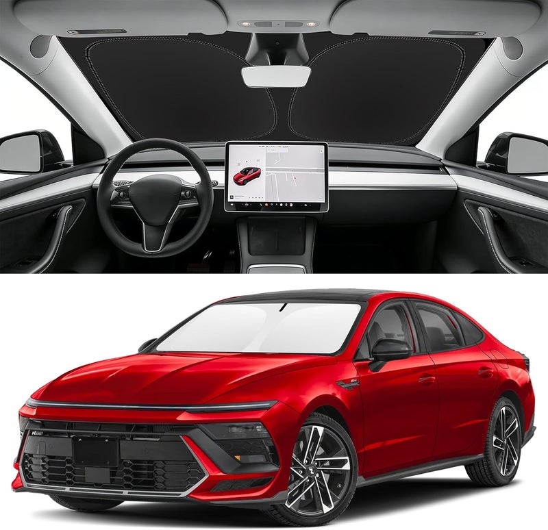 SLOGENTO Custom Fit Windshield Sun Shade for Hyundai Sonata 2020-2026, Blocks UV & Heat, Front Window Sunshade, Easy Fold & Store - Image 1